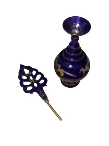 مكحلة نحاس حجم كبير لون ازرق غامق