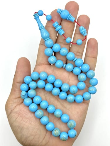 سبحة بكلايت أزرق فاتح بعروق ذهبية