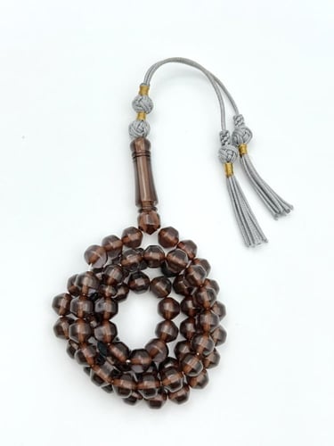 سبحة زعفران صندوقي بني داكن كركوشة