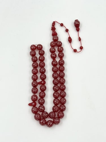 سبحة فاتوران أحمر مطعم فضة تمليكة