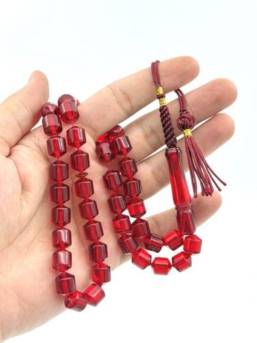 سبحة بكلايت أحمر شفاف كركوشة