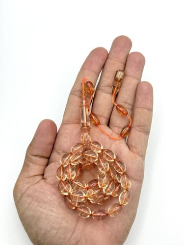 سبحة فاتوران عسلي شفاف تمليكة