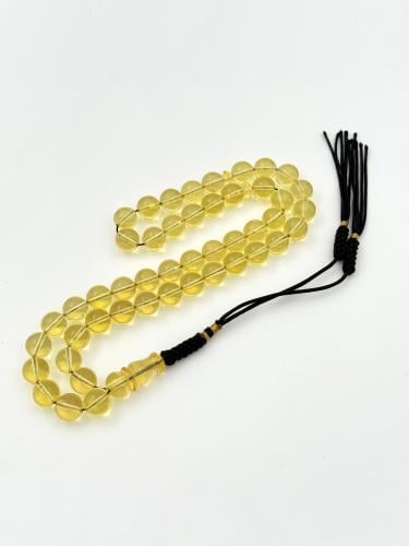 سبحة كهرمان شفاف طبيعي دائري