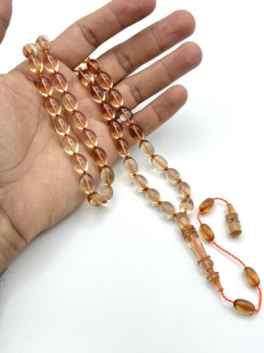 سبحة فاتوران عسلي شفاف تمليكة