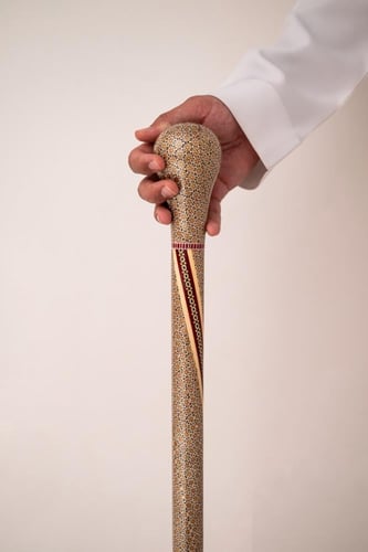 عصا صولجان مطعم بالعظم الطبيعي والنحاس