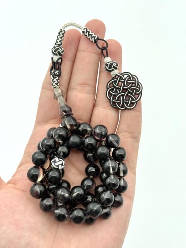 سبحة فاتوران أسود شفاف طربزونة