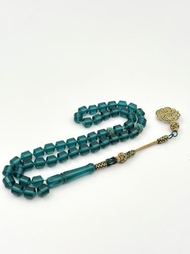 سبحة بكلايت صندوقي تركوازي شفاف طربزونة