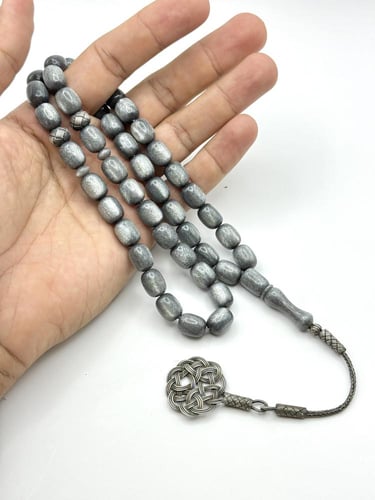 سبحة فاتوران منجّم رمادي طربزونة فضة