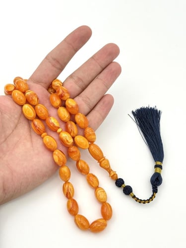 سبحة فاتوران أصفر مموج كركوشة