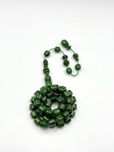 سبحة فاتوران صندوقي اخضر معرق