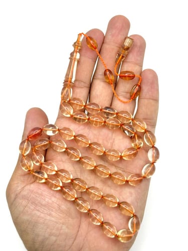 سبحة فاتوران عسلي شفاف تمليكة