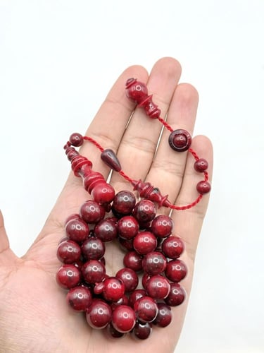 سبحة فاتوران أحمر توتي مموج تمليكة