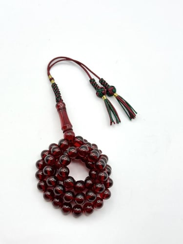 سبحة زعفران أحمر كركوشة يدوية