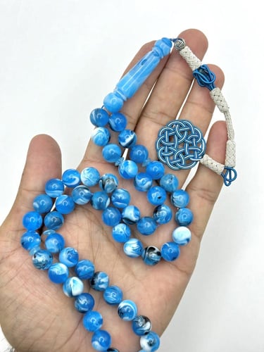 سبحة بكلايت أزرق مموج طربزونة