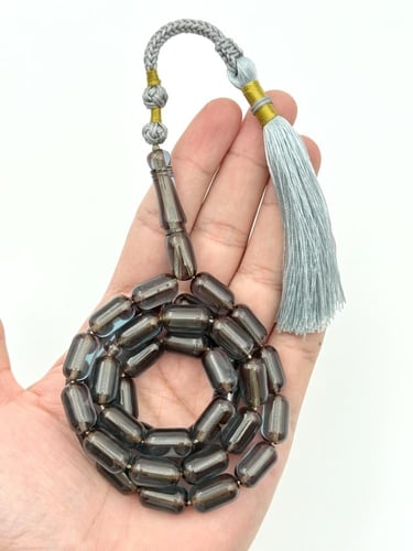 سبحة زعفران برميلي برمادي كركوشة