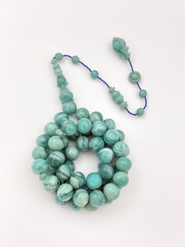 سبحة فاتوران تركوازي مموج تمليكة