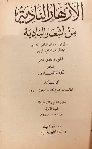 11137-الازهار النادية من اشعار البادية ج11