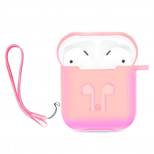 حافظة سماعة أبل الاسلكية AirPods سليكون مع الحبل ا...