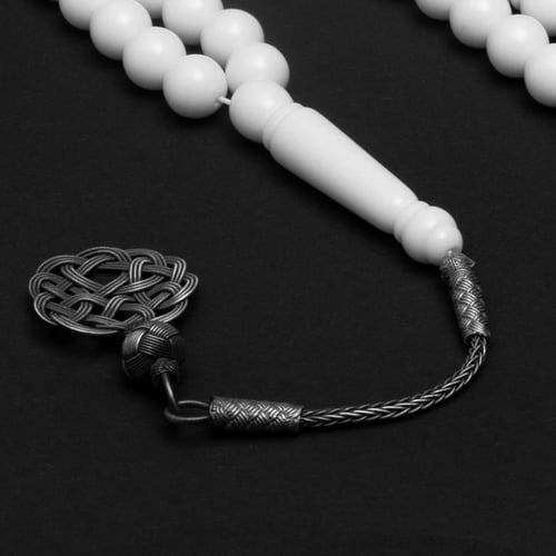 سبحة بكالايت طربزون فضة - أبيض