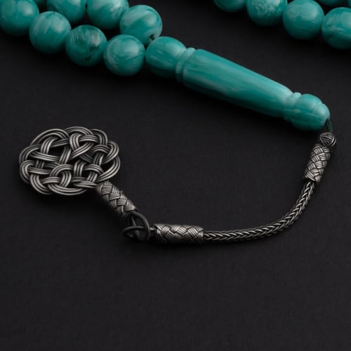 سبحة بكالايت طربزون فضة - اخضر فيروزي