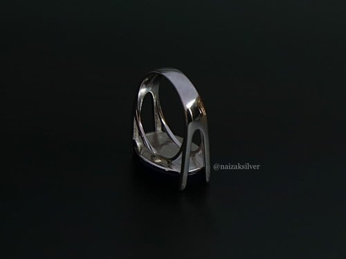 خاتم فضة رجالي ملكي مقبض- أسود