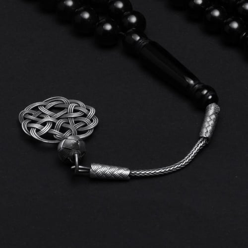 سبحة بكالايت طربزون فضة - لون أسود