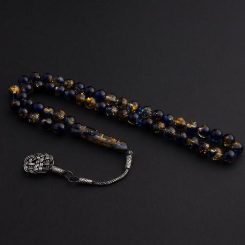 سبحة بكالايت طربزون فضة - رقائق الذهب