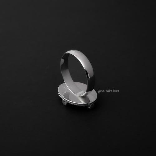 خاتم ملكي تاج فضة عيار 925 -إسمنتي مخلوط