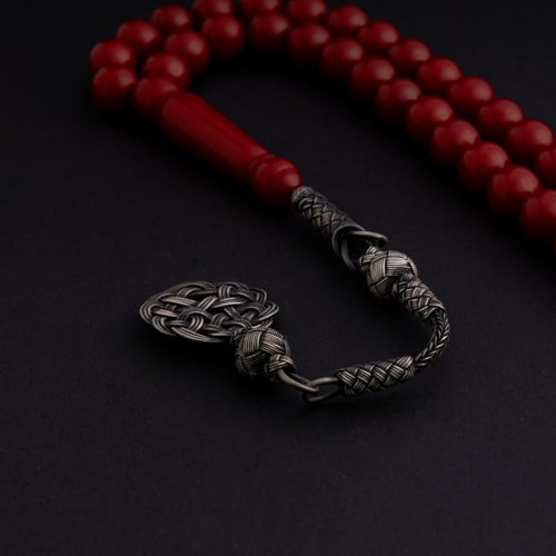 سبحة بكالايت طربزون فضة - أحمر