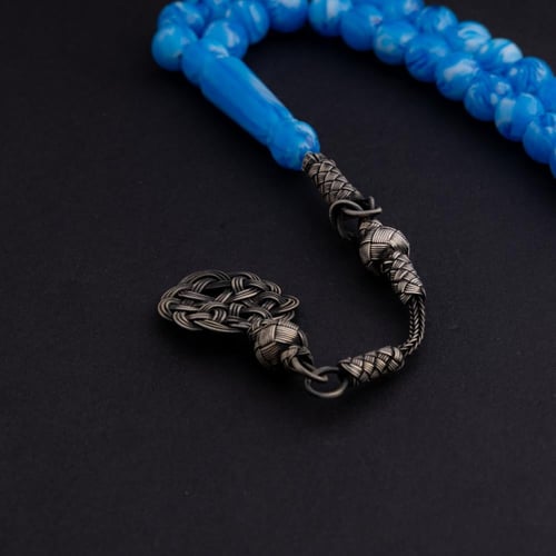 سبحة بكالايت طربزون فضة - أزرق مخلوط