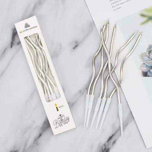 شموع حفلات فضي حلزوني