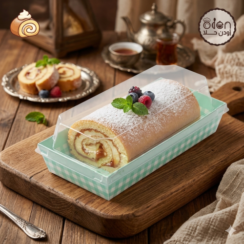 علب كيك كاروه أخضر (مستطيل)