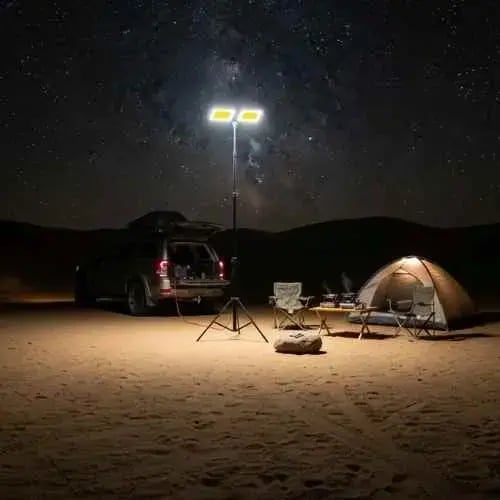 لمبة سنارة مزدوجة للتخييم مع قاعدة ثلاثية قوية وأض...