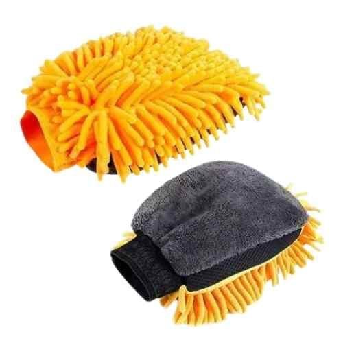 قفاز تنظيف سيارات مايكروفايبر مزدوجة الوجه لون برت...