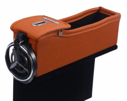 2 قطعة حامل اكواب و منظم مقعد السيارة من الجلد من...