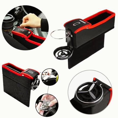 2 قطعة حامل اكواب و منظم مقعد السيارة من الجلد من...