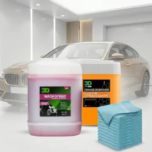 باكيج المغسلة الاحترافية (3D) | شامبو واكس + منظف...