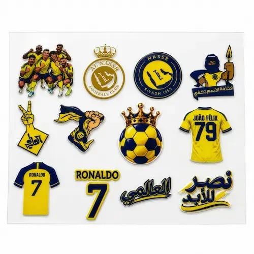 باكج العالمي – 12 ملصق UV نادي النصر البارزة والمم...