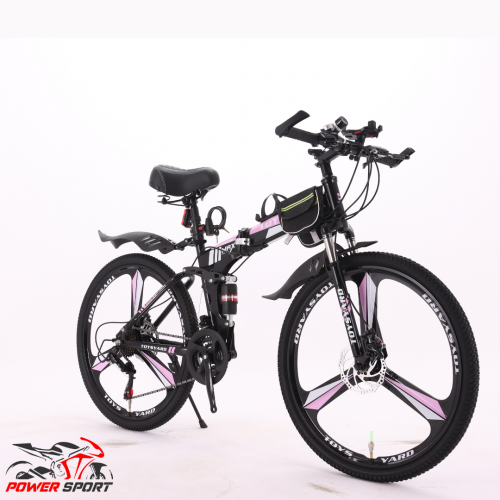 دراجة هوائية رياضية قابلة للطي وردي بأسود