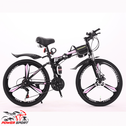 دراجة هوائية رياضية قابلة للطي وردي بأسود