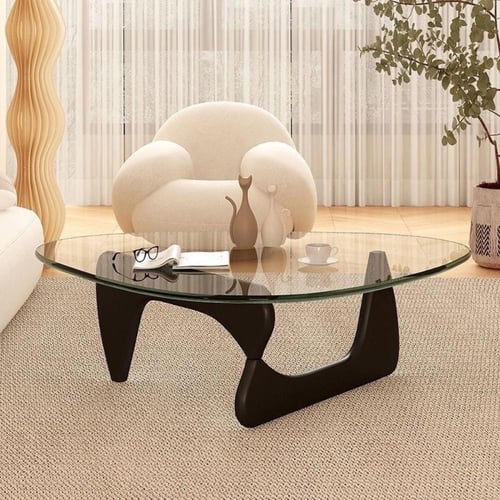 طاولة قهوة ، نيو كلاسيك، اسود زجاج شفاف