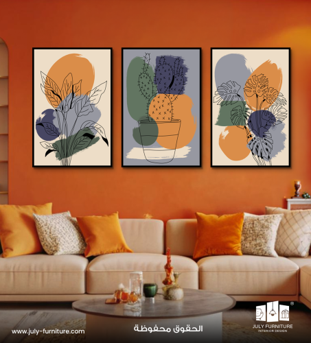 لوحات ثلاث قطع - orange Art