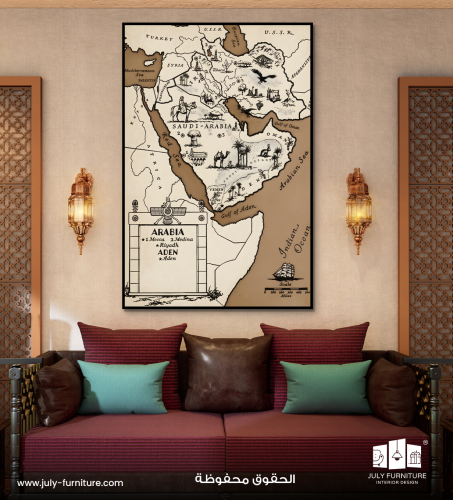 لوحة جدارية - خريطة الجزيرة العربية التراثية