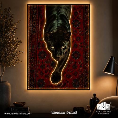 لوحة جدارية LED - الفهد الأسود