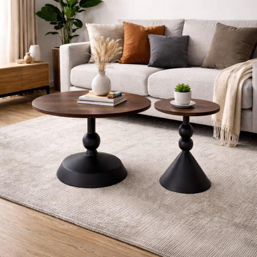 طاولة قهوة - قطعتين خشبي