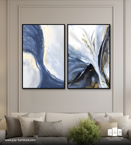 لوحات ثنائيه - انسجام الأزرق والذهب