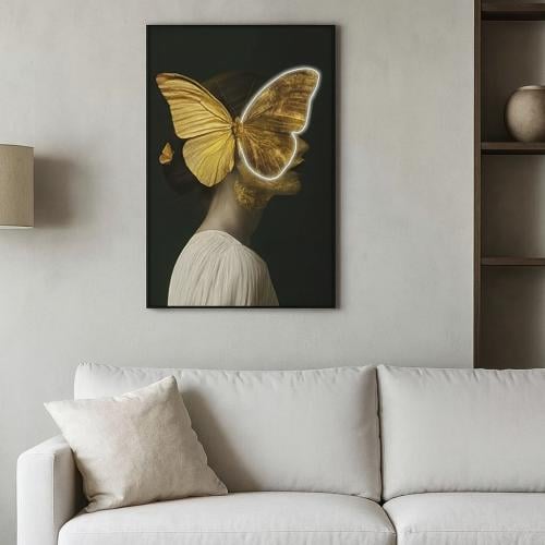 لوحة جدارية LED - أجنحة ذهبية