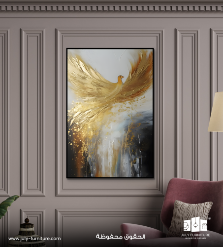 لوحة جدارية - طائر الفينيق الذهبي