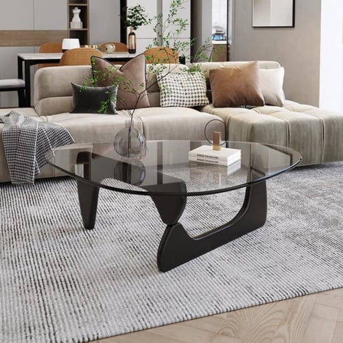 طاولة قهوة ، نيو كلاسيك، اسود زجاج شفاف