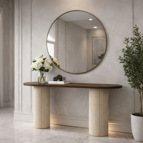 طاولة مدخل - سطح خشبي